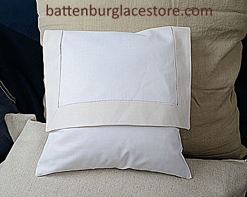 Envelope PIllow. 12 inches. White with SHELL / IVORY border